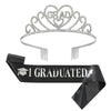 Hair Accessories Alloy Rhinestone Letter Crown Shoulder Strap Ribbon 2Piece Set For Graduation Party