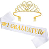 Hair Accessories Alloy Rhinestone Letter Crown Shoulder Strap Ribbon 2Piece Set For Graduation Party