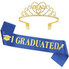 Hair Accessories Alloy Rhinestone Letter Crown Shoulder Strap Ribbon 2Piece Set For Graduation Party