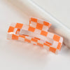 Hair Accessories Black And White Checkerboard Shark Clip Pvc Plastic Resin Painted Square Grab Clip