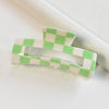 Hair Accessories Black And White Checkerboard Shark Clip Pvc Plastic Resin Painted Square Grab Clip