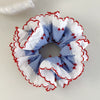 Hair Accessories Blue Lace Plaid Knitted Hair Ring For Women