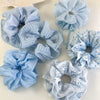 Hair Accessories Blue Lace Plaid Knitted Hair Ring For Women