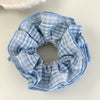 Hair Accessories Blue Lace Plaid Knitted Hair Ring For Women