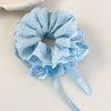 Hair Accessories Blue Lace Plaid Knitted Hair Ring For Women