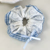 Hair Accessories Blue Lace Plaid Knitted Hair Ring For Women