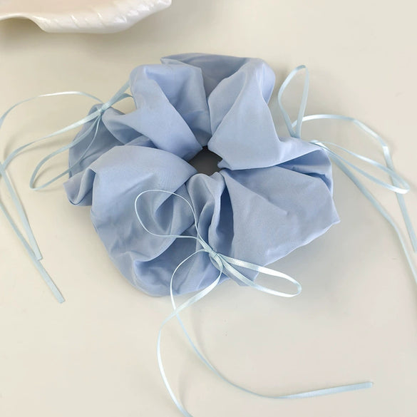 Hair Accessories Blue Lace Plaid Knitted Hair Ring For Women