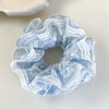 Hair Accessories Blue Lace Plaid Knitted Hair Ring For Women