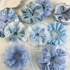 Hair Accessories Blue Lace Plaid Knitted Hair Ring For Women