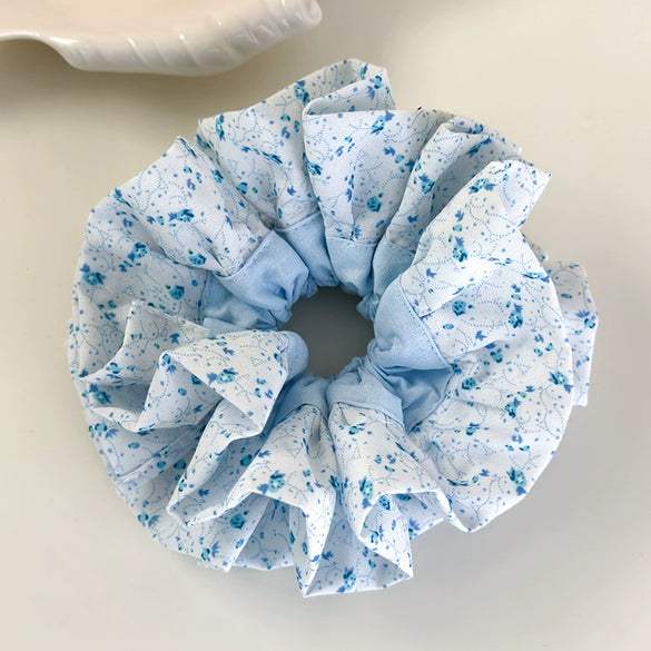 Hair Accessories Blue Lace Plaid Knitted Hair Ring For Women