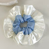 Hair Accessories Blue Lace Plaid Knitted Hair Ring For Women