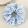 Hair Accessories Blue Lace Plaid Knitted Hair Ring For Women