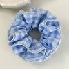 Hair Accessories Blue Lace Plaid Knitted Hair Ring For Women