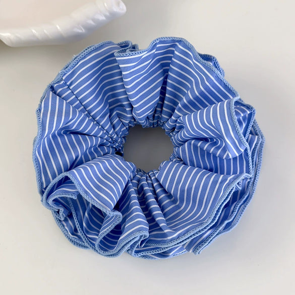 Hair Accessories Blue Lace Plaid Knitted Hair Ring For Women