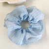 Hair Accessories Blue Lace Plaid Knitted Hair Ring For Women