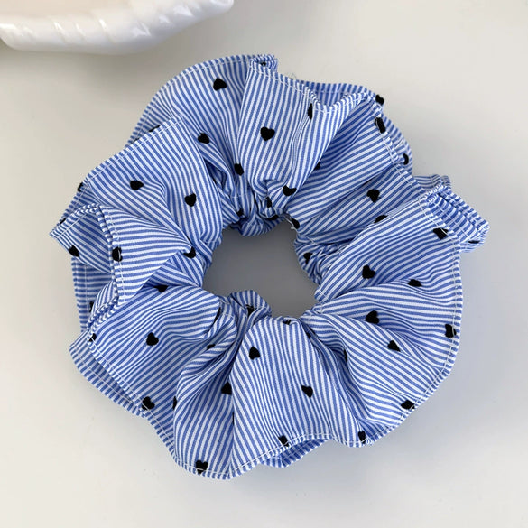 Hair Accessories Blue Lace Plaid Knitted Hair Ring For Women