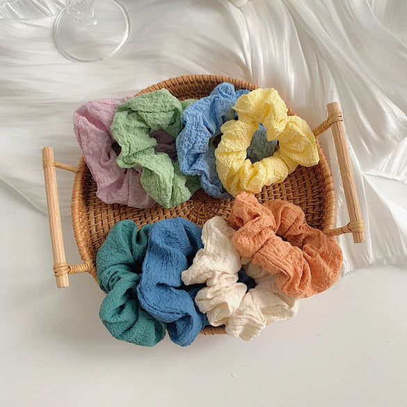 Hair Accessories Buersucker Fabric Handmade Solid Color High Elasticity