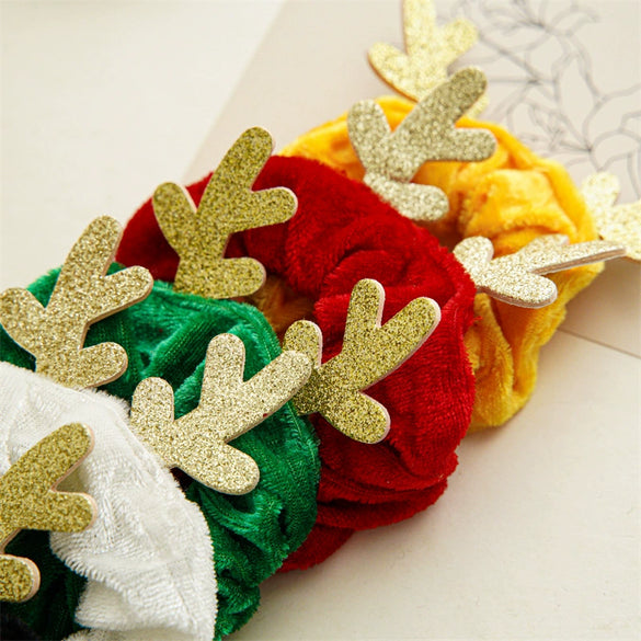 Hair Accessories Cartoon Antlers Plush Hair Rope Hair Ring Handmade Fabric High Elasticity Festive Elements