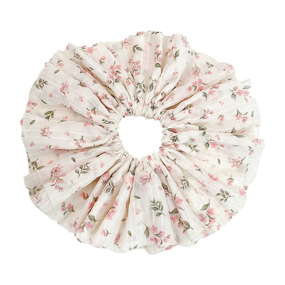 Hair Accessories Cloth Handmade Oversized Floral Hair Ring Pleated Lace Hair Rope Hair Strap