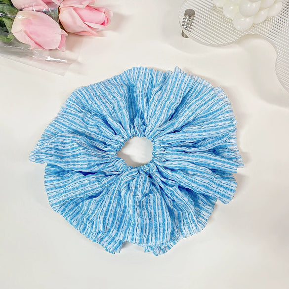 Hair Accessories Cloth Handmade Oversized Pleated Floral Hair Ring Hair Rope Hair Strap