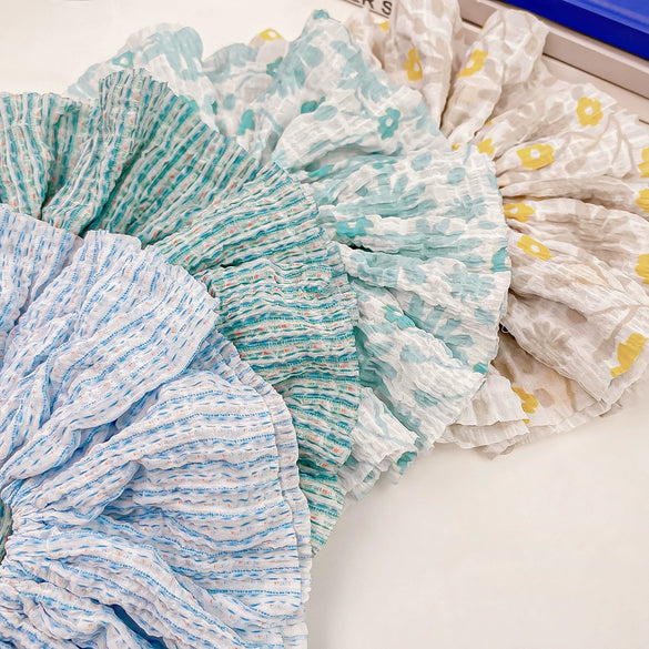 Hair Accessories Cloth Handmade Oversized Pleated Floral Hair Ring Hair Rope Hair Strap