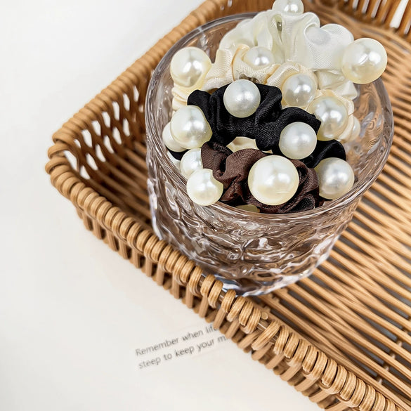 Hair Accessories Cloth Handmade Pearl Intestinal Ring Retro Elegant High Elasticity