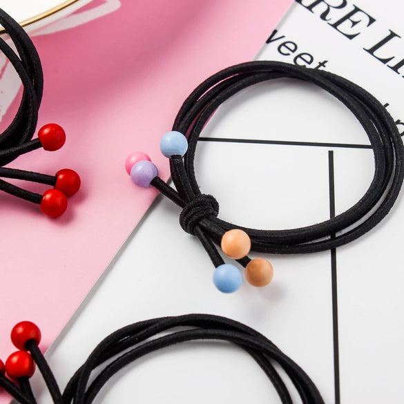 Hair Accessories Cloth Handmade Red Bead Cherry Hair Ring Hair Rope Hair Band