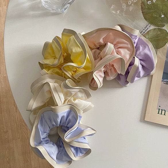 Hair Accessories Cloth Handmade Sweet Agaric Edge Double Cloud Large Intestine Hair Ring Tie Rope For Girls