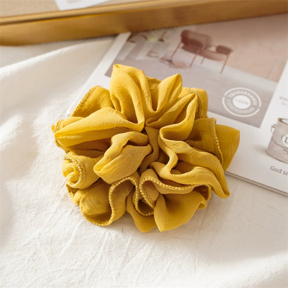 Hair Accessories Cloth Pleated Ruffled Lace High Elasticity Seiko Ponytail Hair Band Tie Rope Headdress