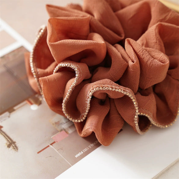 Hair Accessories Cloth Pleated Ruffled Lace High Elasticity Seiko Ponytail Hair Band Tie Rope Headdress