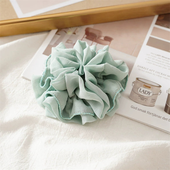 Hair Accessories Cloth Pleated Ruffled Lace High Elasticity Seiko Ponytail Hair Band Tie Rope Headdress