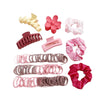 Hair Accessories Cloth Weaving Pink Sweet Style Hair Tie And Hairpin Set