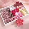 Hair Accessories Cloth Weaving Pink Sweet Style Hair Tie And Hairpin Set