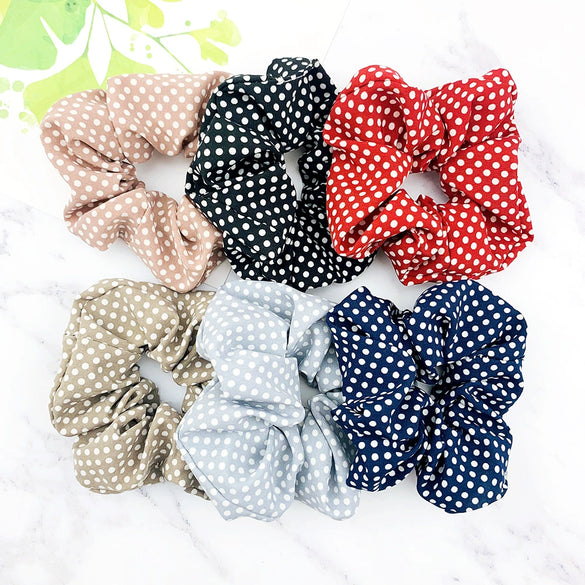 Hair Accessories Cotton Cloth Handmade Small Wave Dot Round Hair Ring Head Rope