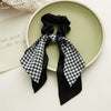Hair Accessories Fabric Black And White Plaid Sausage Circle Bow Handmade