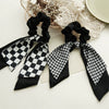 Hair Accessories Fabric Black And White Plaid Sausage Circle Bow Handmade