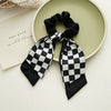 Hair Accessories Fabric Black And White Plaid Sausage Circle Bow Handmade