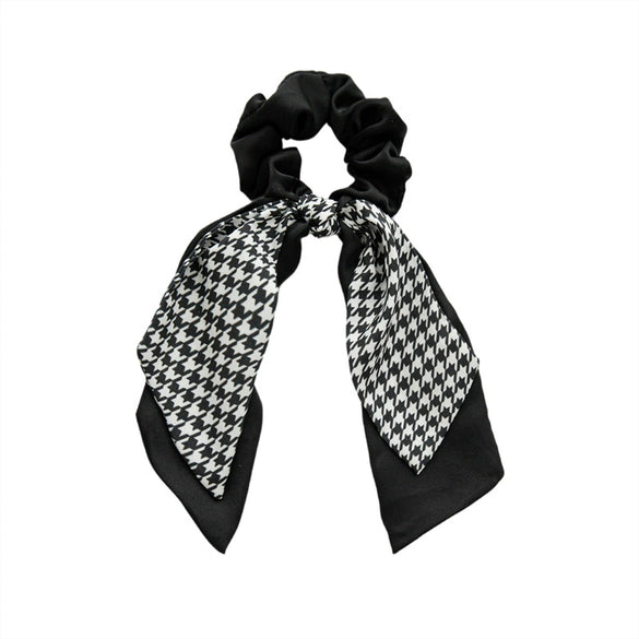 Hair Accessories Fabric Black And White Plaid Sausage Circle Bow Handmade
