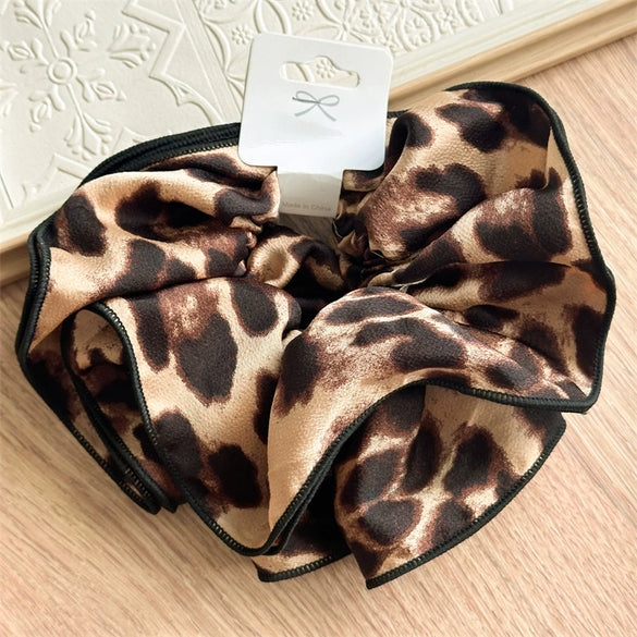 Hair Accessories Fabric Double Layer Leopard Handmade Sweet Style Hair Ring Hair Flower Hair Rope