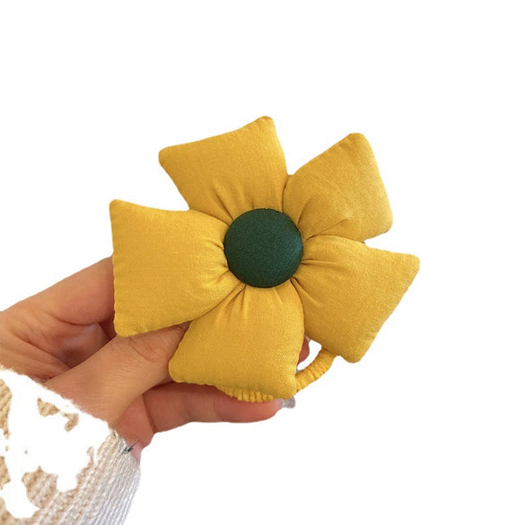 Hair Accessories Fabric Handmade Braided Hair Rope With Large Flowers Style