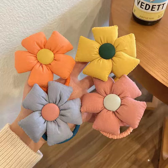 Hair Accessories Fabric Handmade Braided Hair Rope With Large Flowers Style