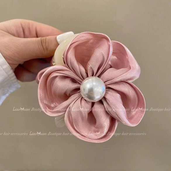 Hair Accessories Fabric Handmade Flower Pearl High Elasticity Light Luxury Style Hair Ring