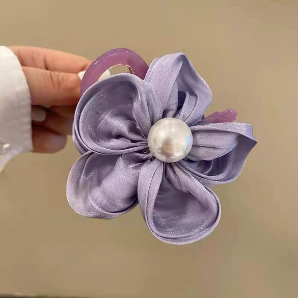 Hair Accessories Fabric Handmade Flower Pearl High Elasticity Light Luxury Style Hair Ring