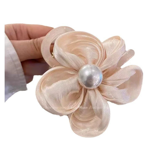 Hair Accessories Fabric Handmade Flower Pearl High Elasticity Light Luxury Style Hair Ring