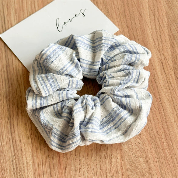 Hair Accessories Fabric Handmade Retro Striped Blue Intestine Shaped Hair Ring For Women
