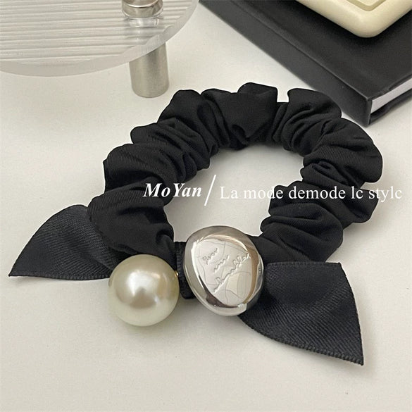 Hair Accessories Fabric Handmade Ribbon Bow Pearl Style