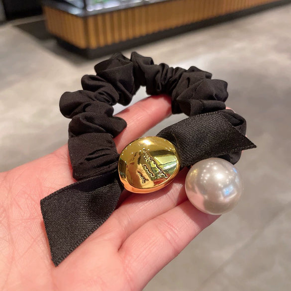Hair Accessories Fabric Handmade Ribbon Bow Pearl Style