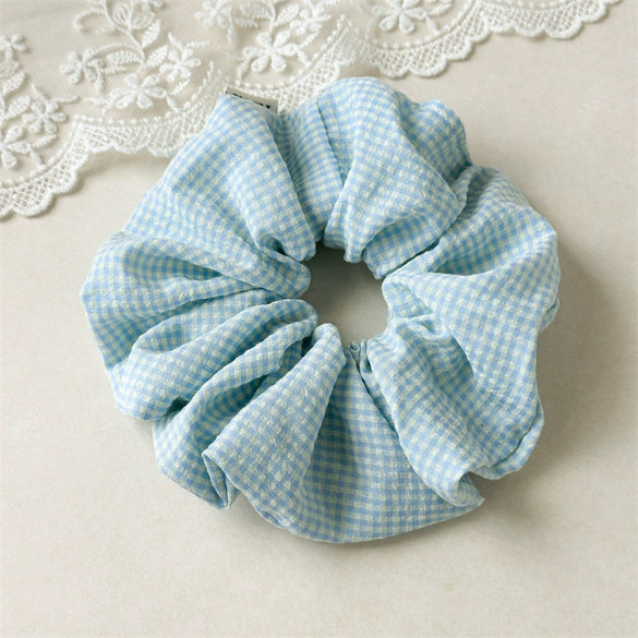 Hair Accessories Fabric Plaid Handmade High Elasticity Little Fresh Women's Hair Ring Head Rope