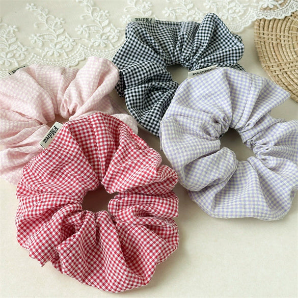 Hair Accessories Fabric Plaid Handmade High Elasticity Little Fresh Women's Hair Ring Head Rope