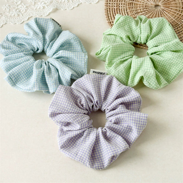 Hair Accessories Fabric Plaid Handmade High Elasticity Little Fresh Women's Hair Ring Head Rope